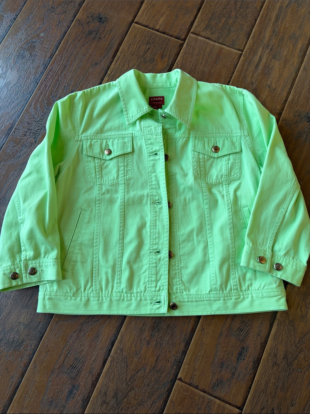 Chaps Neon Lime Green ' Denim Jacket - Size Medium